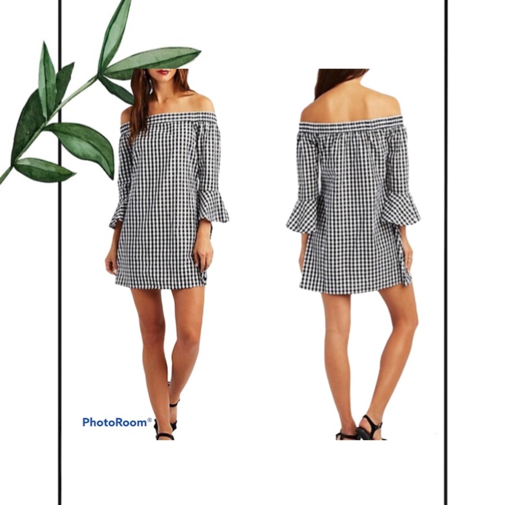 Charlotte Russe Plaid Off the Shoulder Mini Dress